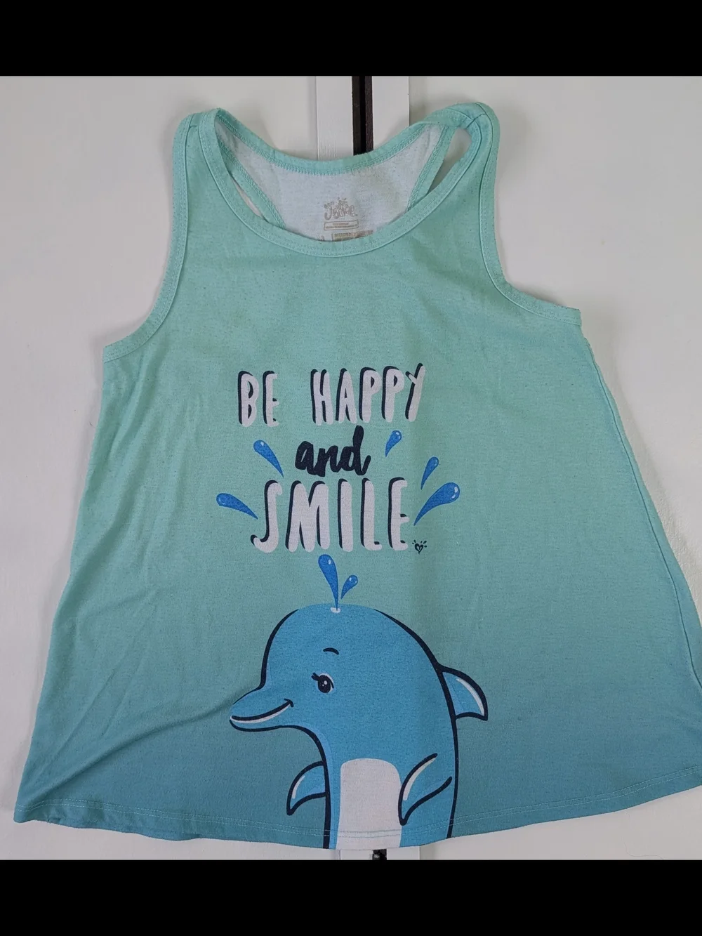 Justice Aqua Dolphin Tank Top with Blue Accents